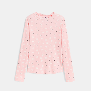 تيشيرت مطبوع مضلع أبيض للبنات